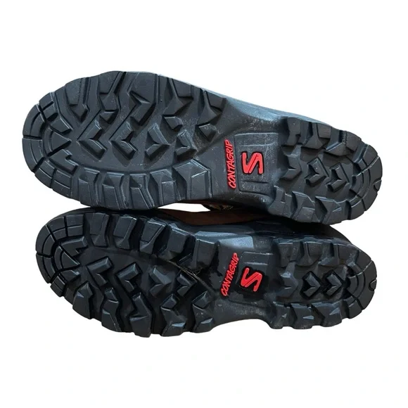 Womens Salomon Outdoor Hiking Boots Brown Leather Contagrip 8.5 Great Condition - Picture 6 of 7